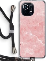 Case Company® - Xiaomi Mi 11 hoesje met Koord - Roze marmer - Telefoonhoesje met Zwart Koord - Bescherming aan alle Kanten en Over de Schermrand