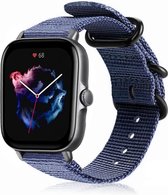 Nylon Smartwatch bandje - Geschikt voor  Amazfit GTS 3 nylon gesp band - blauw - Strap-it Horlogeband / Polsband / Armband