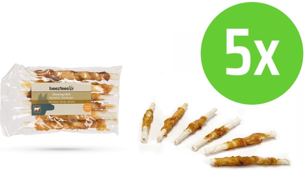 Beeztees Kauwstaafjes Kip 6 Stuks - hondensnack - 5 verpakkingen