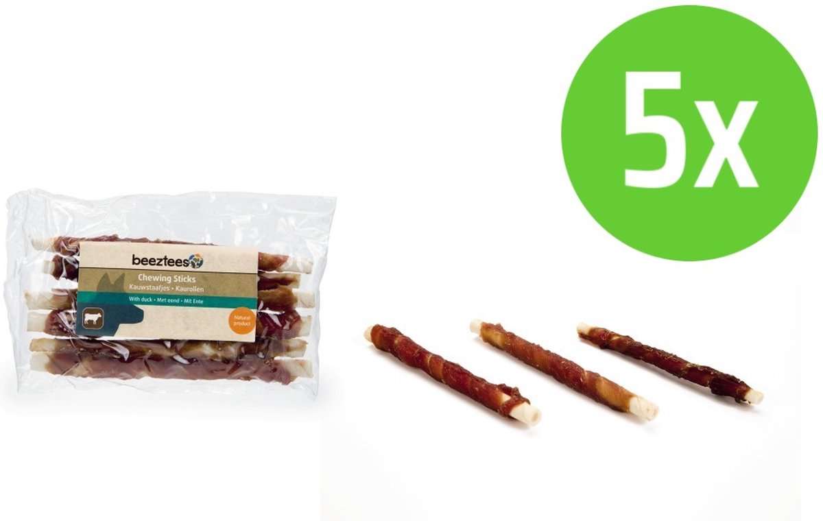 Beeztees Kauwstaafjes Eend 6 Stuks - hondensnack - 5 verpakkingen