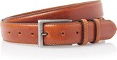 Heren Riem volnerf Leer Cognac - 3.5 cm Breed - Broekriem - Nette Riem - Pantalon Riem - Maat: 115 / Totale lengte riem 130 cm - Echt Leer