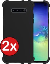 Samsung S10 Plus Hoesje Siliconen Shock Proof Case Zwart - Samsung Galaxy S10 Plus Hoesje Zwart - Samsung Galaxy S10 Plus Hoes Cover Case Shockproof - 2 stuks