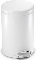 Simplehuman Roundstep Afvalemmer - Wit - Mat RVS - 3 l