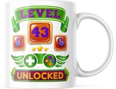 Verjaardag Mok level 43 unlocked | Verjaardag cadeau | Grappige Cadeaus | Koffiemok | Koffiebeker | Theemok | Theebeker