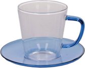 theeglas 500 ml 14 cm blauw/transparant 2-delig