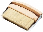 stoffer en blik tafelblad 16 cm staal/hout zilver