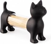 tandenstokerhouder Kat 12 cm acryl/PVC zwart