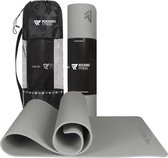 Yoga mat - Fitness mat grijs - Sport mat - Yogamat anti slip & eco - Extra Dik - Duurzaam TPE materiaal - Incl Draagtas van Rockerz Fitness®