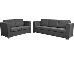 vidaXL - 2-delig - Bankstel - stof - donkergrijs