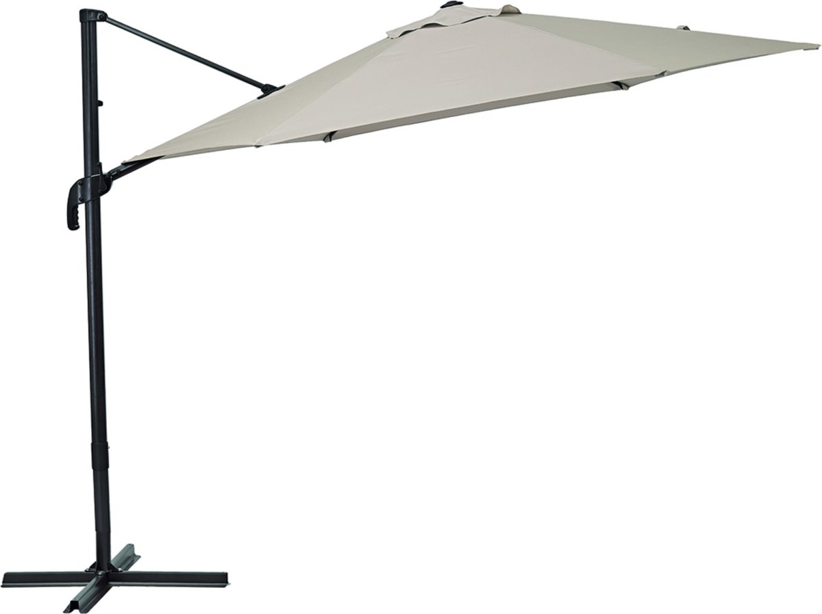 NATERIAAL - AVEA parasol - Zeshoekig - ø 290 cm - 5,46 m² - 95% UV bescherming - Waterafstotend - Kantelbaar - 360° draaibaar - Aluminium - Staal - Polyester - Taupe - Parasol