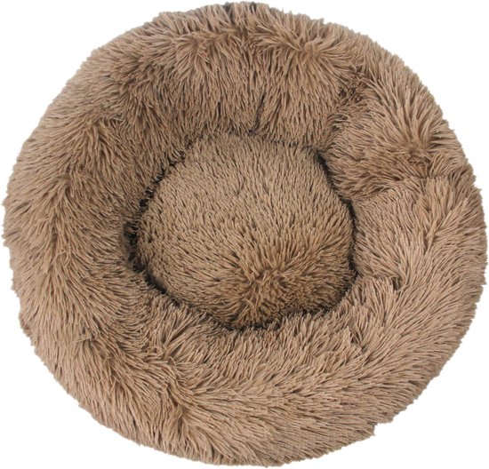 BEESSIES® donut hondenmand/kattenmand 40 cm - wasbare hoes - lichtbruin - hond kussen mand
