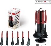 Royalty Line® U06 Keukengerei Set - 7 Delige Kookgerei Set - BPA-Vrij - Koken - Ophangbaar - Hittebestendig - Met Carroussel - Kitchenset - Rood