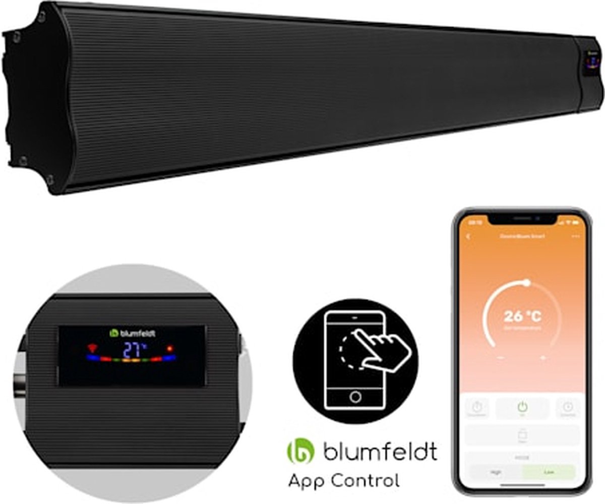 Blumfeldt Cosmic Beam Smart 30 - infrarood terrasverwarmer 3000W - straalkachel - convector kachel - app-bediening & afstandsbediening