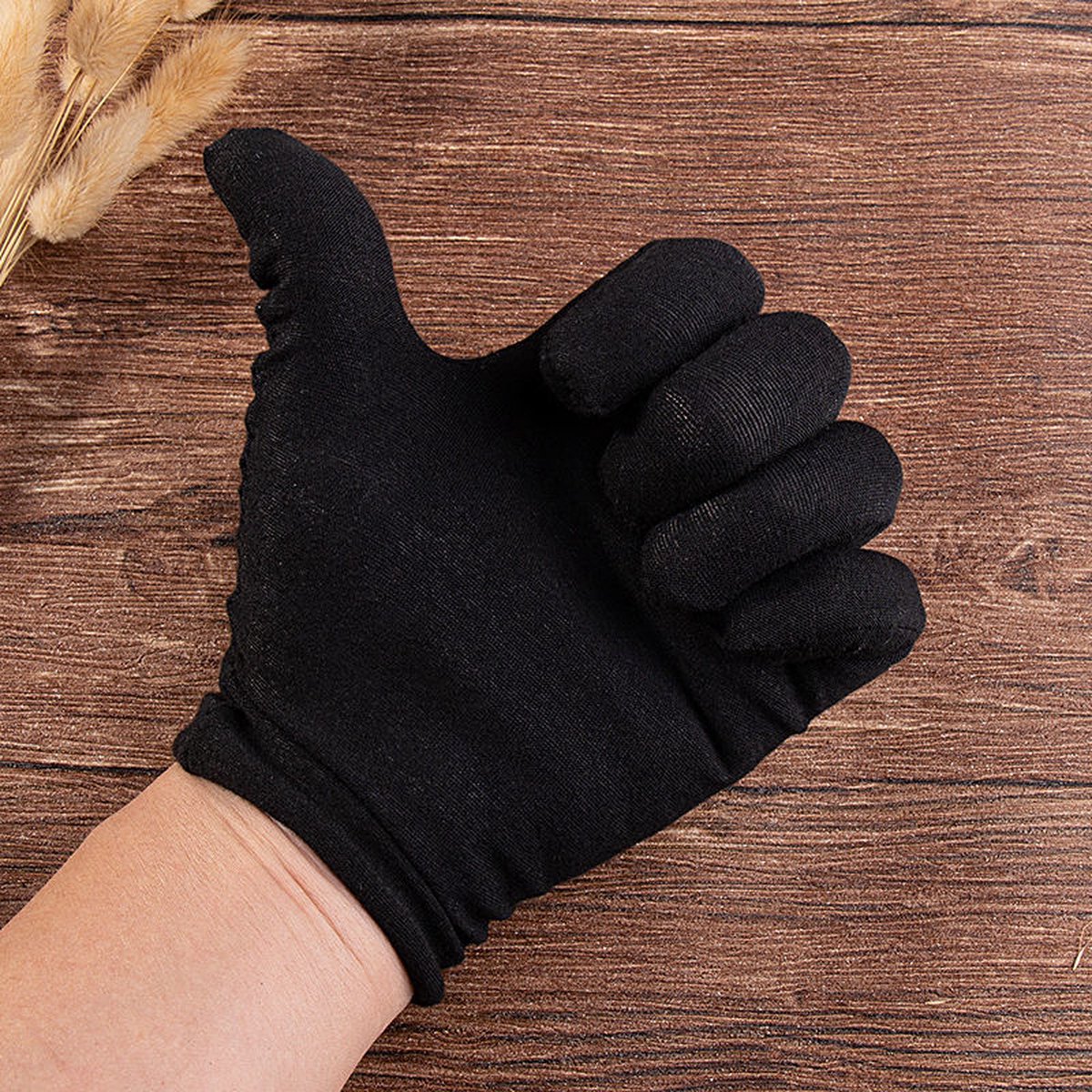 4 Stuks/Zak Mannen Vrouwen Volledige Vinger Katoenen Handschoenen Hoge Elastische Etiquette Obers Drivers Sieraden Werknemers Wanten Zweet Handschoenen - Gloves Cotton - Maat L / 2Paar Zwart