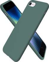 iPhone SE(2022) siliconen hoesje, ultra dun hoesje, volledige bescherming, vloeibaar siliconen hoesje, bescherming voor de Apple iPhone SE(2020) 4,7 inch, dennengroen.