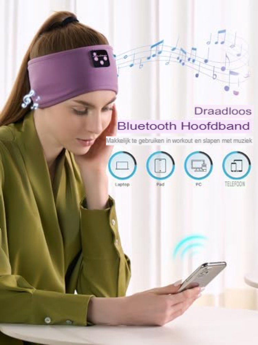 Slaapmasker met Bluetooth-hoofdtelefoon, Joseche slaaphoofdtelefoon, Bluetooth-hoofdband voor slapen, sportslaapmasker voor zijslaper, cadeau- idee en reisbenodigdheden voor vrouw, man, vrouw