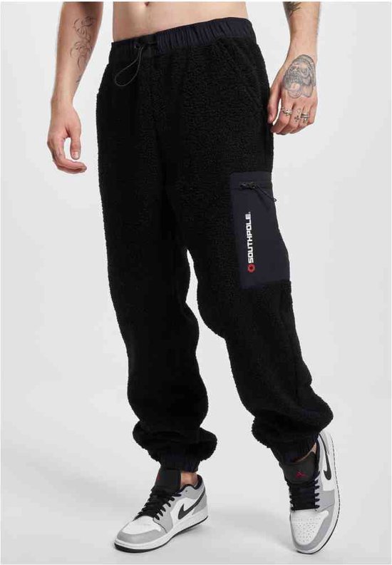 Southpole - Bonded Sherpa Heren joggingbroek - M - Zwart | bol