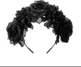 bloemenhaarband - haarband bloemen - carnaval festival - zwart
