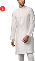 Livano Islamitische Kleding - Djellaba Heren - Moslim Kleding - Arabisch Mannen Kaftan - Alhamdulillah - Wit L