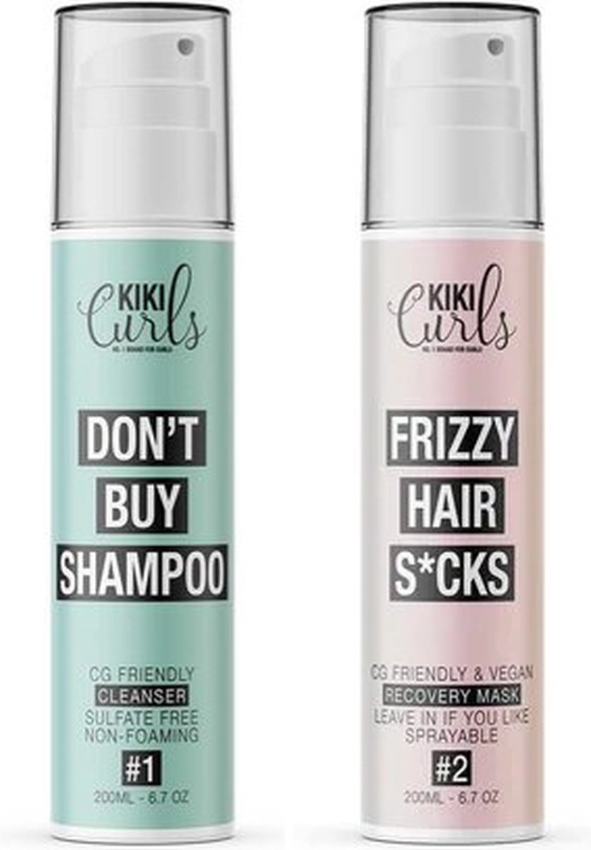 Kiki Curls #1 Cleanser en #2 Recovery Mask | Voor krullen | CG proof | Duo 2x 200ml