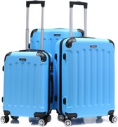 Kofferset Traveleo 3-delig met cijferslot - Reiskoffers op wielen - Stevig ABS - Licht blauw