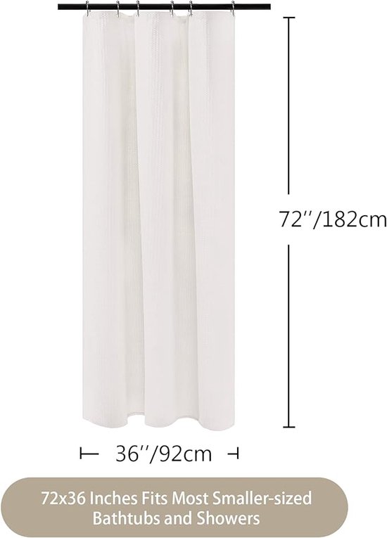 Wafelstofdouchegordijn met metalen douchegordijnringen, stof, textiel