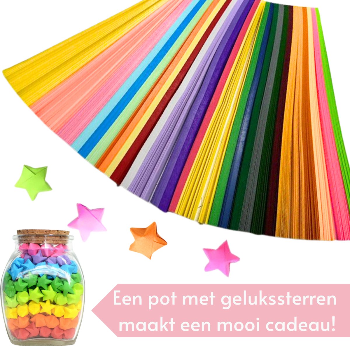Papierstroken in 27 kleuren - 1350 stuks - 1CM x 24CM - Vlechtstroken - Origami Papier voor sterren - Lucky Stars vouwen — afbeelding 5