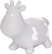 Hoppimals - Animal sauteur en caoutchouc - Vache à balle Skippy + pompe - Grijs