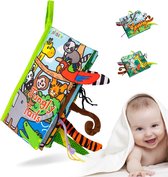 MontiPlay® Knisperboekje Baby - Buggyboekje - Baby speelgoed 6 maanden - Box speelgoed activity - Activiteitenboekje - Sensorisch speelgoed baby - Jungle