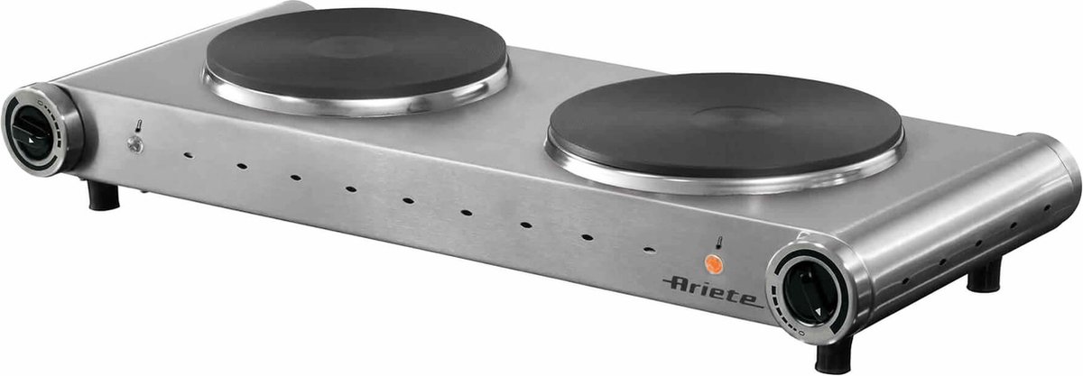 Ariete 0994 Elektrische Kookplaat - vrijstaand - 2 Kookzones - 2500 Watt - zilver