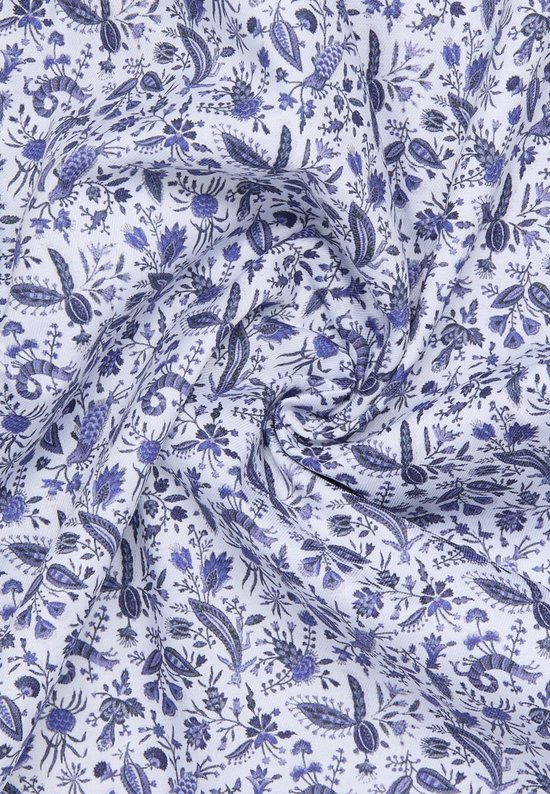 ETERNA modern fit overhemd - twill - donkerblauw dessin - Strijkvrij - Boordmaat: 45
