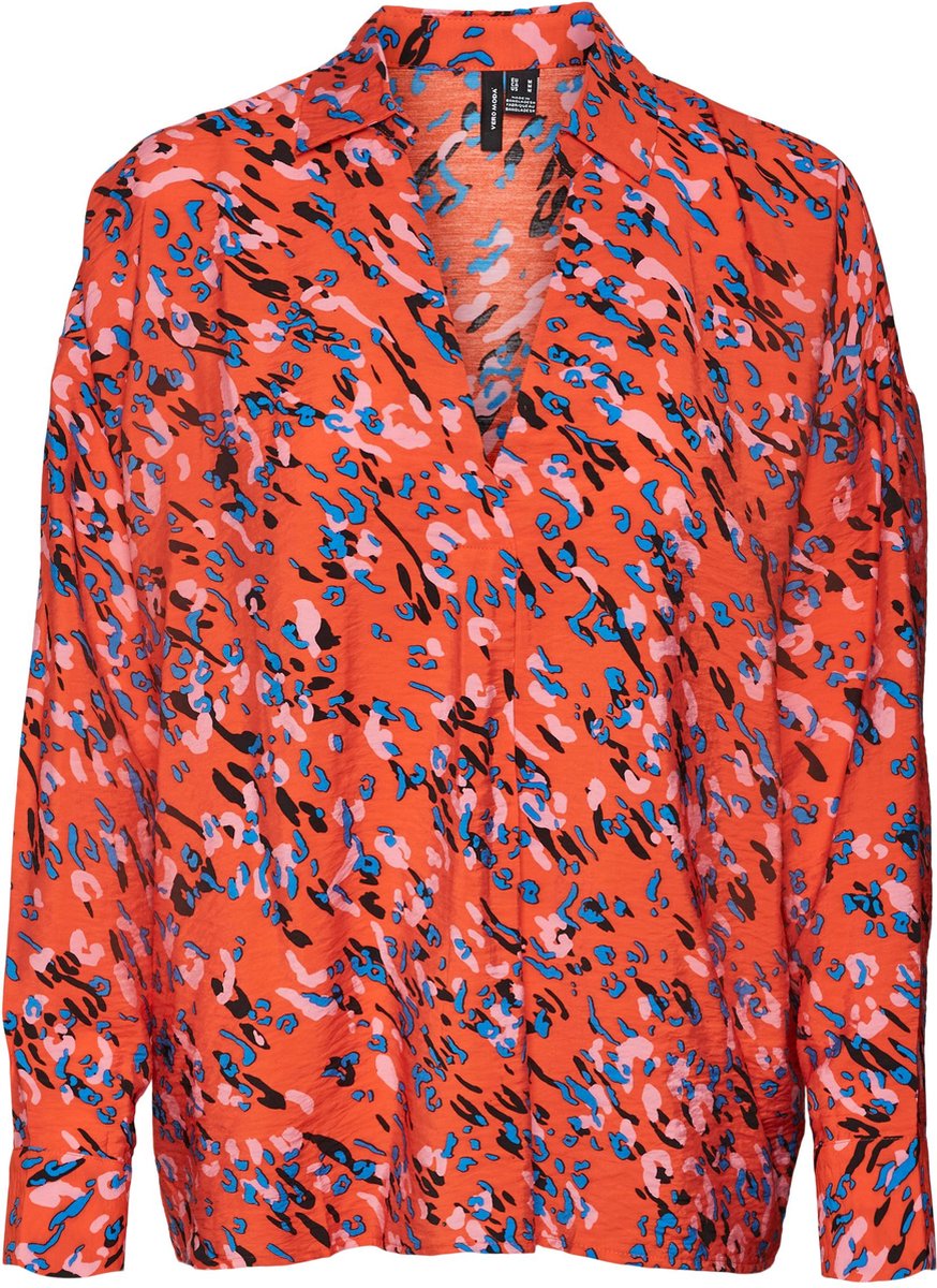 VERO MODA - Bloes - Maat XS - Vrouwen - Tangerine Tango - Viscose LENZING™ECOVERO™