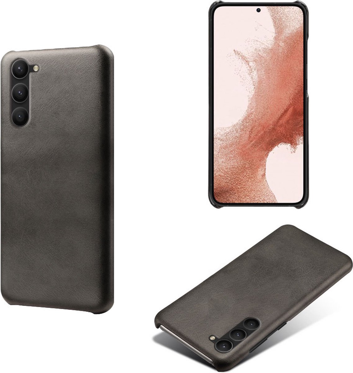 Backcover met Opbergvakjes + PMMA Screenprotector voor Galaxy S23 Plus _ Zwart
