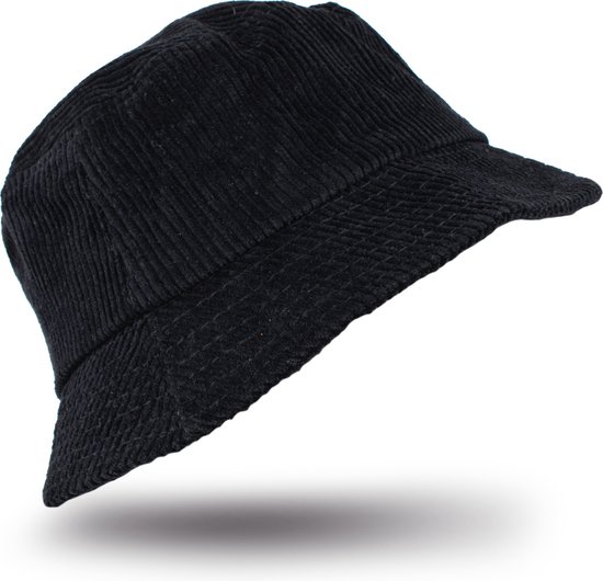 Saaf Bucket Hat - Bucket Hat - Tenue de Festival - Avec poche de rangement - Chapeau de soleil pour femmes / hommes - Velours côtelé Zwart