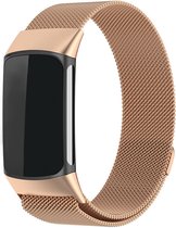 Strap-it Luxe Milanese band - geschikt voor Fitbit Charge 6 - RVS Milanees bandje voor Charge 6 activity tracker (rosé goud)