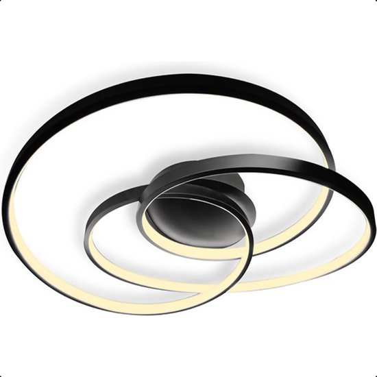 Goliving Spiral Plafonnier - Plafonnier - Salon - Chambre - Bagues LED - 35w - Ø 40 cm - Zwart