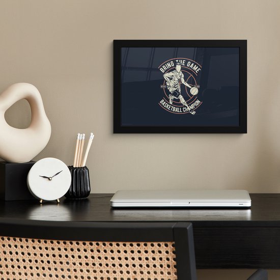 Affiche avec cadre Basketbal - Sport - Rétro - 30x20 cm