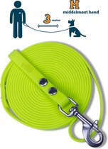 Miqdi hondenriem - BioThane® – neon geel – 3 meter lang – 13mm breed – M – middelmaat hond