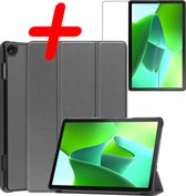 Hoesje Geschikt voor Lenovo Tab M10 (3rd gen) Hoes Case Tablet Hoesje Tri-fold Met Screenprotector - Hoes Geschikt voor Lenovo Tab M10 (3e gen) Hoesje Hard Cover Bookcase Hoes - Grijs