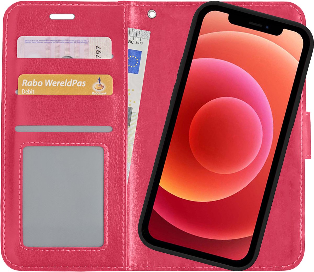 Hoesje 2 in 1 - Geschikt voor Apple iPhone Xs - Met Uitneembare Hard Cover - Bookcase - Wallet Case - Met Pasjeshouder - Book Case - Uitneembaar - Pashouder - Kunstleer - Donkerroze