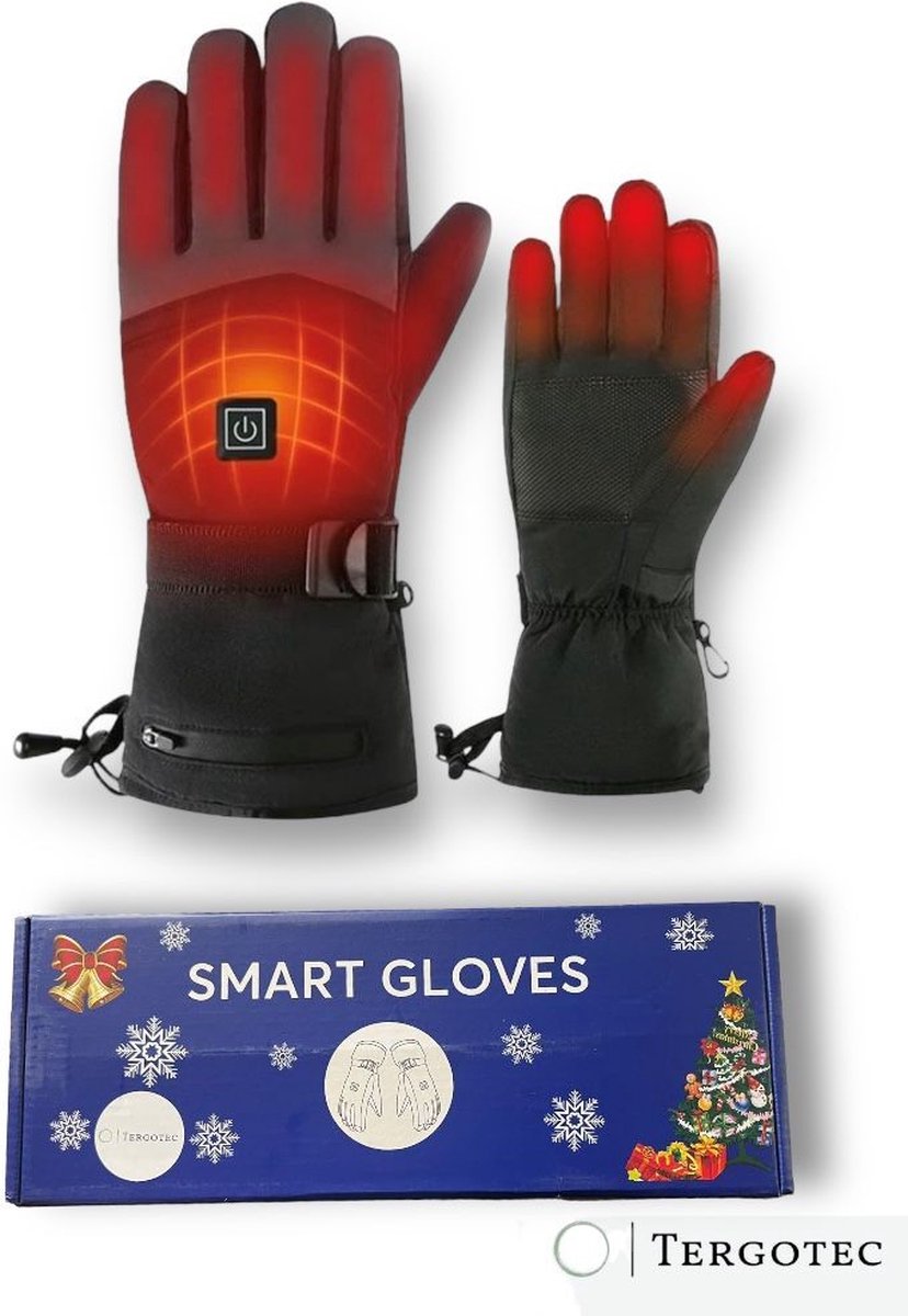 Tergotec verwarmde handschoenen Maat L/XL **BLACK FRIDAY DEALS** / oplaadbaar / Unisex / touch tip voor smartphone / 55ºC / Zwart / Elektrische handschoenen / Heated gloves / Drie warmtestanden / BLACK FRIDAY 2025 DEALS