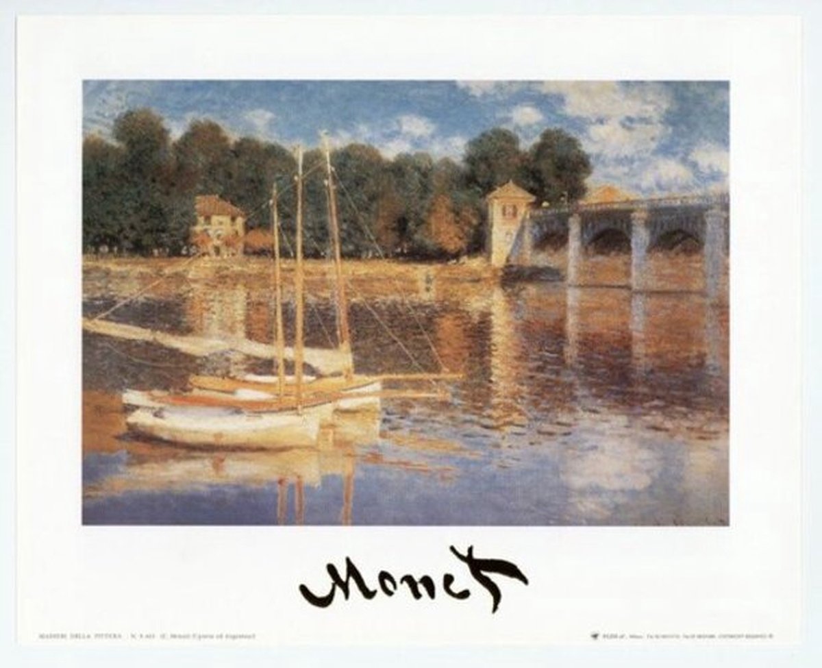 Catch Projecten Claude Monet - De brug in Argenteuil - Kunstposter - 60x80 cm Multicolor