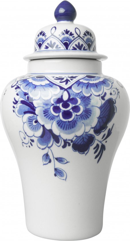Pot met deksel - sierpot - Delfts blauw - keramiek - 20 cm - cadeau vrouw