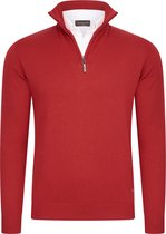 Cappuccino Italia - Heren Trui Pullover Zip Mock - Rood - Maat XL