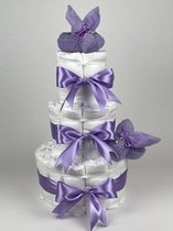 Chouette-Chouette | Luiertaart Meisje | Kraamcadeau | Geboorte Meisje | Babyshower | Konijnen Lavendel - Paars