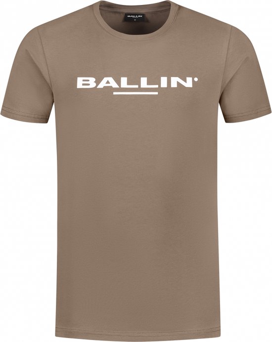 Ballin Amsterdam - Heren Regular fit T-shirts Crewneck SS - Taupe - Maat S