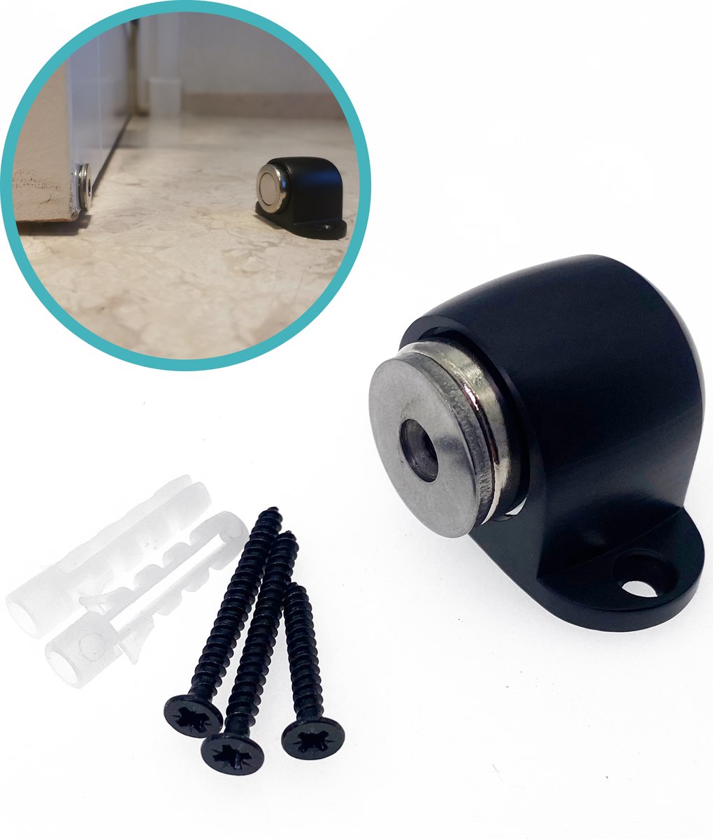 Kierr® Magneto zwarte moderne Deurstopper Magnetisch - kleine Deurvastzetter - Deuropenhouder - Deurtegenhouder voor Binnendeuren