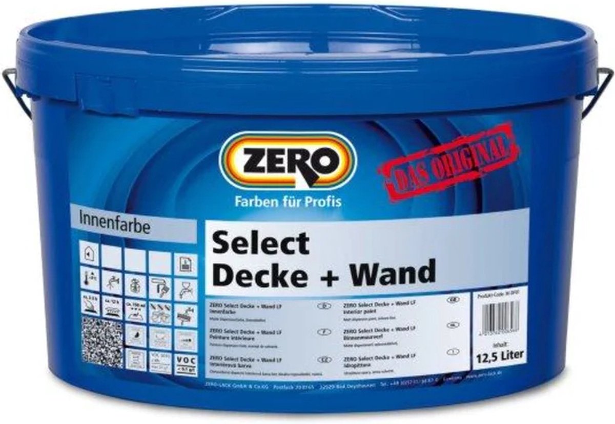 Zero Select Decke + Wand muurverf | 12.5 liter | Gebroken wit