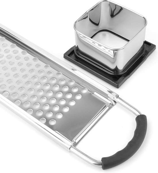 TopHomer Spaetzle Maker - Strumento per cucinare la pasta in acciaio inox con spintore di sicurezza, per spätzle, noodle e gnocchi, 33 x 11 cm, viola
