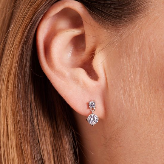 Lucardi Ladies Silver clous d'oreilles zircone - Boucles d'oreilles - Argent 925 - Argent